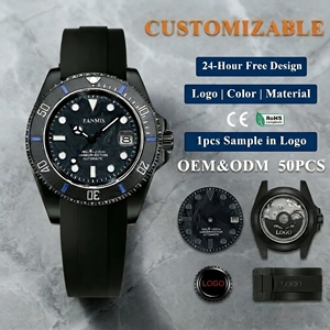 Reloj de Lujo de Fibra de Carbono Negra para Hombre, Movimiento Automático, Correa de Silicona, Resistente al Agua, Estilo Buceo, OEM - Product Image 1