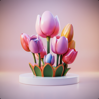 Venta Directa de Fábrica, Esculturas de Plantas de Fibra de Vidrio Personalizadas y Modernas, Marco de Acero, Forma de Ramo de Tulipanes, Impresión 3D, Pintado a Mano con UV