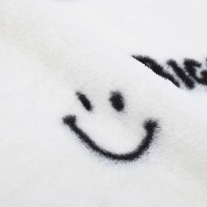 Tela de Piel Sintética de Conejo 100% Poliéster con Estampado de Letras y Sonrisas Personalizado para Diseño de Ropa Creativa - Product Image 2