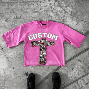 Personalizado de gran tamaño suave peinado 100% algodón gráfico serigrafiado Boxy Fit hombro caído sin costuras estilo Vintage camiseta para mujer - Product Image 1