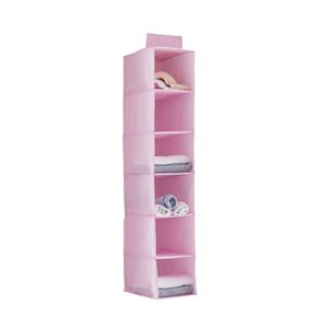 Pink Foldable Hanging Closet Organizer 33x15x85cm Five-Layer Non-Woven Fabric Storage Rack for Clothes and Sundries - Product Image 4