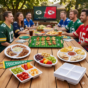 Piatto da portata in melamina diviso in sezioni quadrate e rotonde - Product Image 5