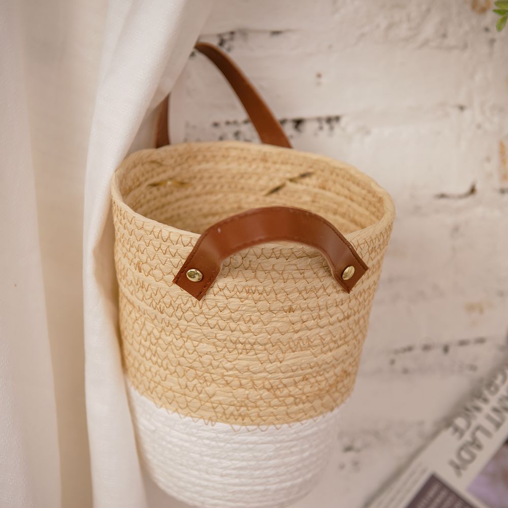 R201 Hot Sale Straw Weaving Basket Straw Bags Storage Baskets Bamboo Cotton Rope Basket