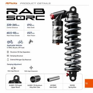 <span class=keywords><strong>Amortisseur</strong></span> arrière à azote avec structure de séparation huile-<span class=keywords><strong>gaz</strong></span> pour <span class=keywords><strong>moto</strong></span> et vélo, compression haute vitesse - Product Image 2
