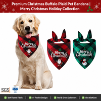 Bandana de Noël pour animaux de compagnie, écharpe triangulaire à carreaux rouges et verts pour chien et chat, imprimée sur mesure, réglable, pour fêtes de fin d'année