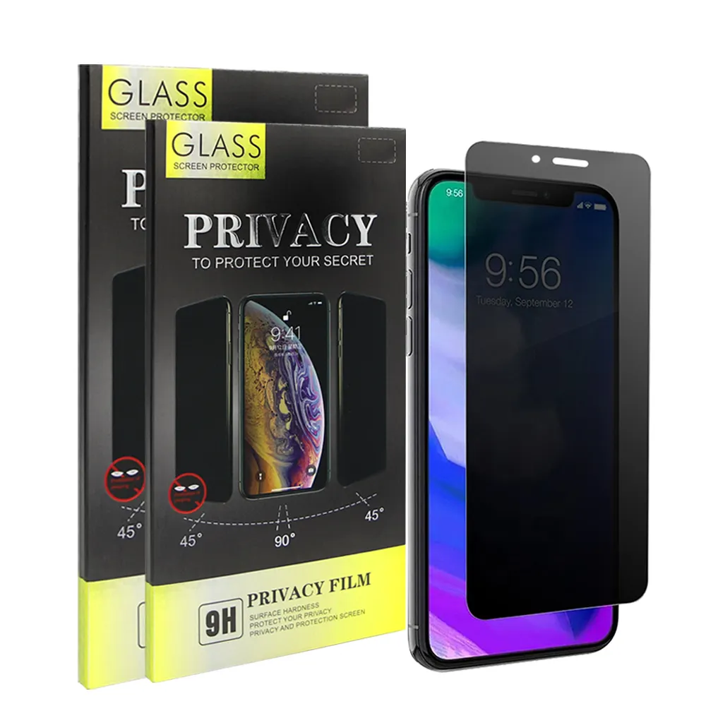 Protecteur d'écran, 50 pièces, en verre trempé, lumière universelle de luxe, Anti-peep, pour iPhone, vente directe d'usine