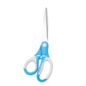 Office Scissors Stainless Steel Blue White Straight Head Home Use Paper Cutting DIY Crafts - Product Image 3