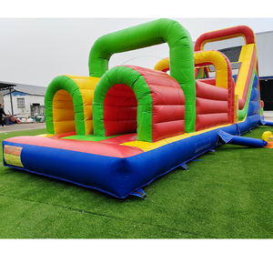 Outdoor Amusement Park Inflatable Kids Adults Inflatable Jumping Castle Obstacle Course with <b>Slide</b> Climbing Wall for Playground - Product Image 1