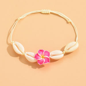 Bohe coquille cheville cire corde tissé coquille de mer <span class=keywords><strong>pied</strong></span> décor Hawaii plage polymère argile fleur <span class=keywords><strong>Bracelet</strong></span> pour fête porter pour femmes hommes - Product Image 1