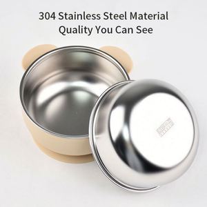 Multi-Function Anti-Scalding 304 Stainless Steel Food Grade Baby Feeding Bowl Leak Proof Dishwasher Safe Eco-Friendly Non-Toxic - Product Image 4