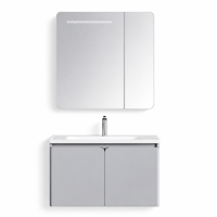 Kabinet Kamar Mandi Dinding Stainless Steel Lampu Induksi Lampu Ambient Kabinet Cermin Wastafel Keramik Tahan Suhu Tinggi