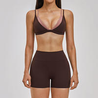 Ensemble de yoga 2 pièces FH Triangle Cup sans armatures, bretelles fines, léger, extensible, pour femme, tenue de sport et fitness