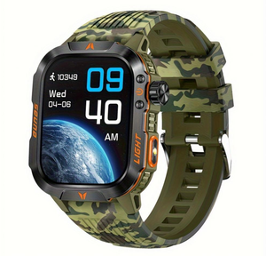 Reloj GPS BT con Linterna de Larga Duración para Exteriores, Rectangular, con Camuflaje Verde Selva DF TAC, Batería de 600 mAh - Product Image 1