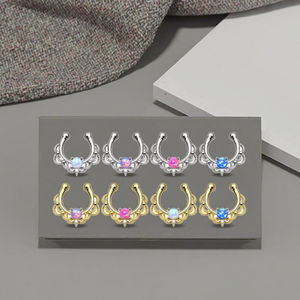 Sahte <span class=keywords><strong>Septum</strong></span> Piercing yüzükler <span class=keywords><strong>Opal</strong></span> burun çember yüzük Xinfocus moda göbek takısı toptan - Product Image 4