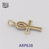 Pendentif croix Hip Hop Micro Pave Ankh pour homme Bijoux Moissanite glacés avec technologie Micro Pave
