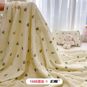 100% Cotton Crepe Yarn Double Layer Summer <b>Quilt</b> Printed 133x72 Reactive Dyeing Home Use Machine Washable Thin <b>Quilt</b> - Product Image 4