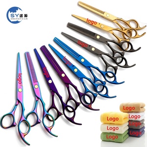 Kit de ciseaux de coiffure professionnels en acier inoxydable pour salon de coiffure et usage domestique, avec logo personnalisé gratuit, pour la coupe et l'éclaircissement des cheveux - Product Image 1