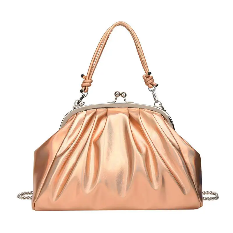 2023 Light Lady Bags New Shoulder Chain Handbags Shiny New Pu Chinese Online Bags Markets Cross Chain Shoulder Purse