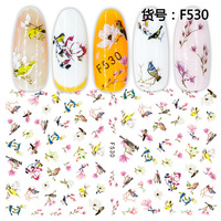 F527-F530 Stiker Kuku Seri F 3D Transfer Nail Decals Bunga Stiker Seni Kuku Perekat Diri