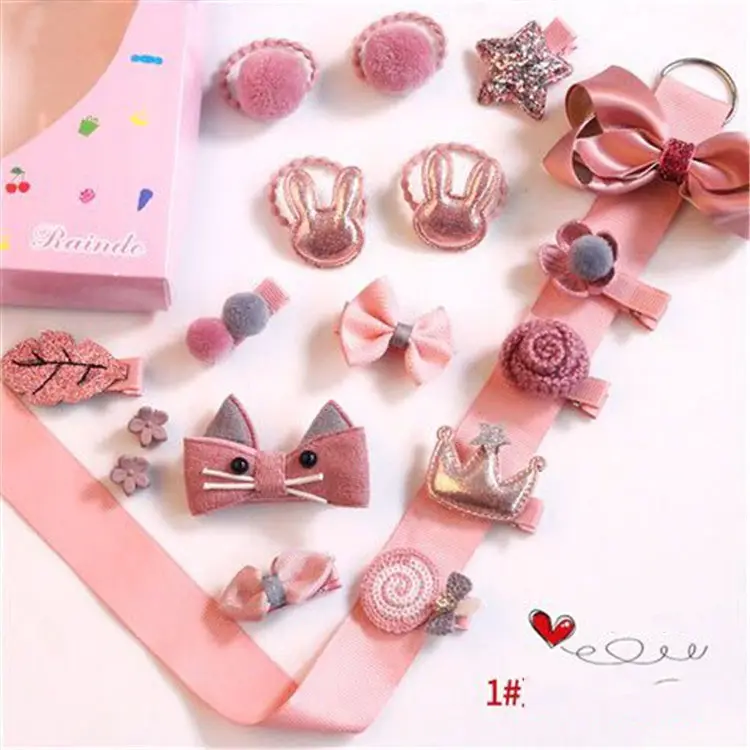 18Pcs Headwear Hanno Regolato I Capretti Del Bambino Archi Clip di Capelli Corona per le Ragazze Barrettes Fasce Elastiche Dei Capelli Del Bambino Accessori Dei Capelli della ragazza contenitore di regalo