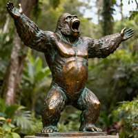 Sculpture de gorille en bronze géant, statue d'animal de taille réelle pour zoo, parc et décoration artistique commerciale