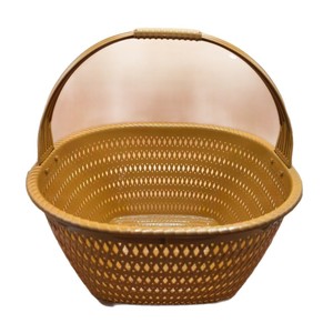 <b>Plastic</b> Imitation Bamboo Woven Shopping <b>Basket</b> Red Durable Vegetable Fruit Storage <b>Basket</b> No Handle - Product Image 4