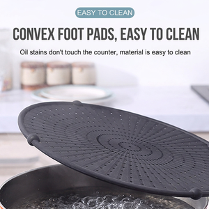 Écran anti-éclaboussures en silicone avec poignée en acier, grand pare-éclaboussures pliable résistant à la chaleur pour la cuisson, la friture et la protection contre les éclaboussures d'huile - Product Image 2