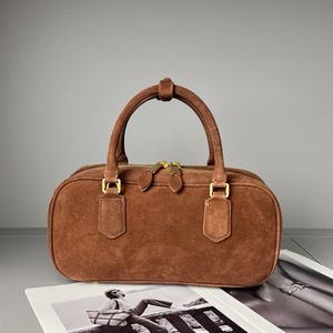 2025 New <b>Leather</b> Bags Fashionable Genuine <b>Leather</b> <b>Large</b> Capacity Boston Women <b>Handbag</b> Suede Bowling Ball Women's Shoulder Bags - Product Image 6