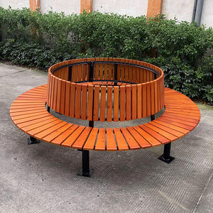 Заводская уличная большая круглая уличная скамья Индивидуальный размер деревянная скамья оцинкованная стальная прочная садовая скамья деревянная со спинкой - Product Image 2