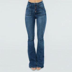 Jeans de Mujer Ajustados con Bolsillos de Parche y Botones, Estilo Desgastado, Corte Bootcut, Cintura Media, Ligeros para Verano, Modelo J0180, Gran Venta - Product Image 6