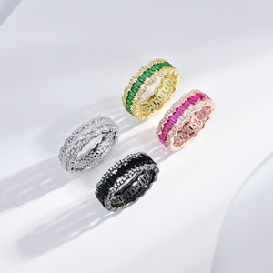 wholesale plata 925 <b>silver</b> colorful zirconia women <b>ring</b> luxury Baguette cut 18k gold plated dainty engagement <b>Adjustable</b> <b>rings</b> - Product Image 5