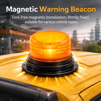 Luz Estroboscópica Magnética Solar - Baliza de Emergencia LED Ámbar Impermeable IP65 para Vehículos de Ingeniería y Construcción de Carreteras