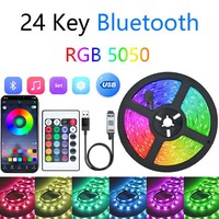Kit de bande LED en plastique IP68 certifié CE, nouveau style transfrontalier, 5050 RGB à changement de couleur, basse tension 5V pour télécommande 24 touches