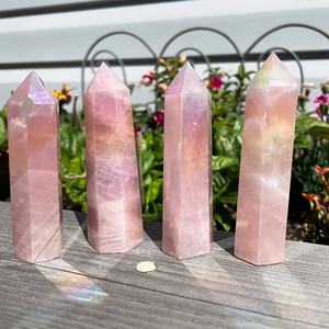 Atacado de Cristal HOLA Aura Torre de Quartzo Rosa Cristal Obelisco para Decoração - Product Image 2