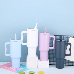 Stainless Steel Tumbler 40oz With Straw And Handle <b>Large</b> Capacity Travel <b>Mug</b> For Car Office Outdoor Use - Product Image 1