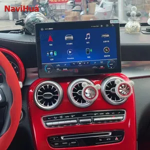 纳维华13.3英寸汽车监视器视频触摸屏安卓13奔驰配件C W205 GLC X253 2015 2018