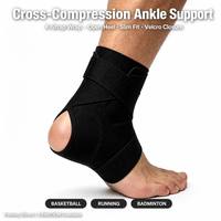 Attelle de cheville sportive pour basketball, course à pied, badminton – Soutien de cheville à compression croisée avec sangles réglables – Hommes, femmes, unisexe