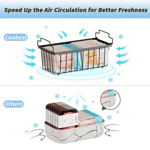 Lot de 4 bacs organisateur de congélateur <span class=keywords><strong>coffre</strong></span> empilable bacs organisateur de congélateur profond obtenir de la nourriture facilement avec poignée - Product Image 4