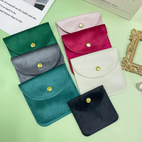 Kantong Penyimpanan Perhiasan Kecil Ramah Lingkungan Dapat Didaur Ulang dengan Logo Kustom, Penutup Kancing, Bahan Beludru untuk Cincin, Gelang, Anting