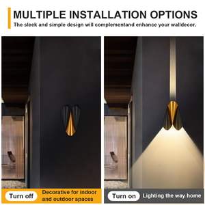 أضواء سوداء حديثة ، أو K لأعلى لأسفل الفناء ، أضواء جدارية تُثبت في الهواء الطلق الشمعانات لمدخل ساحة المنزل - Product Image 6