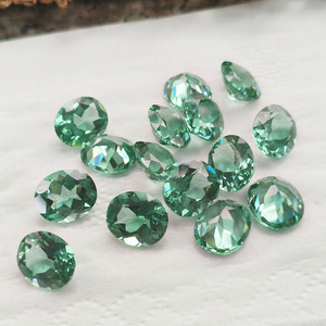 Nano-pierres ovales taillées 10x12mm # Pierre précieuse synthétique Nanosital de couleur émeraude super claire A785, 10x12mm, pour la fabrication de bijoux - Product Image 3
