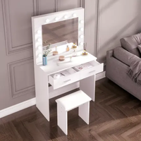 Meubles de chambre multifonctionnels Miroir de couleur blanche avec ampoules Coiffeuse avec tabouret