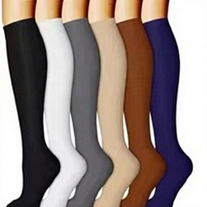 Knee High <b>Socks</b> Solid <b>Color</b> Knitted Breathable for Adults Casual Wear Standard Thickness Wholesale rate - Product Image 1