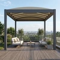 Pergola en aluminium de luxe à toit rétractable incurvé avec bande LED, taille personnalisée, imperméable, pour hôtel, villa, terrasse