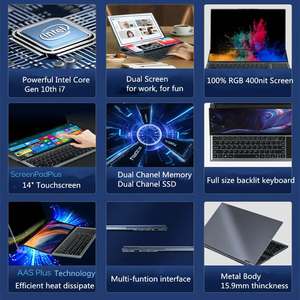 แล็ปท็อปจอคู่ขนาด 16 นิ้ว แรม 16GB DDR4  SSD 1TB หน้าจอสัมผัส ความละเอียด 1920x1200 คีย์บอร์ดเรืองแสง ระบบปฏิบัติการ Windows 11 สีดำ จอคู่ขนาด 16.1 นิ้ว + 14 นิ้ว - Product Image 6