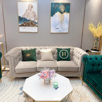 Canapé Chesterfield gonflable trois places en tissu PU, style luxe léger américain, tendance INS