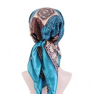 Pañuelos de satén con logotipo personalizado al por mayor, turbantes africanos de Paisley, diademas de satén, pañuelos con tacto de seda, accesorios para la cabeza de moda bohemia - Product Image 6