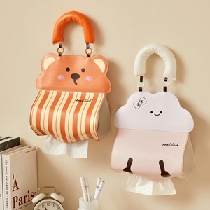 Porte-mouchoirs mural en cuir imperméable et élégant avec couvercle pour <span class=keywords><strong>papier</strong></span> <span class=keywords><strong>toilette</strong></span> au design moderne pour salle de bain - Product Image 3