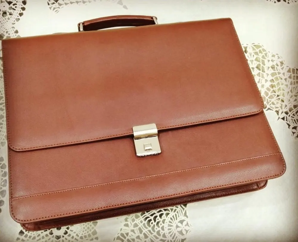 Wholesale Custom Men Genuine Leather Laptop Briefcase Shoulder Messenger Bag