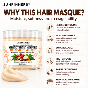 SUNPINHERB Masque capillaire hydratant huile de ricin noir jamaïcain 340g cheveux bouclés en stock vente en gros OEM ODM - Product Image 6